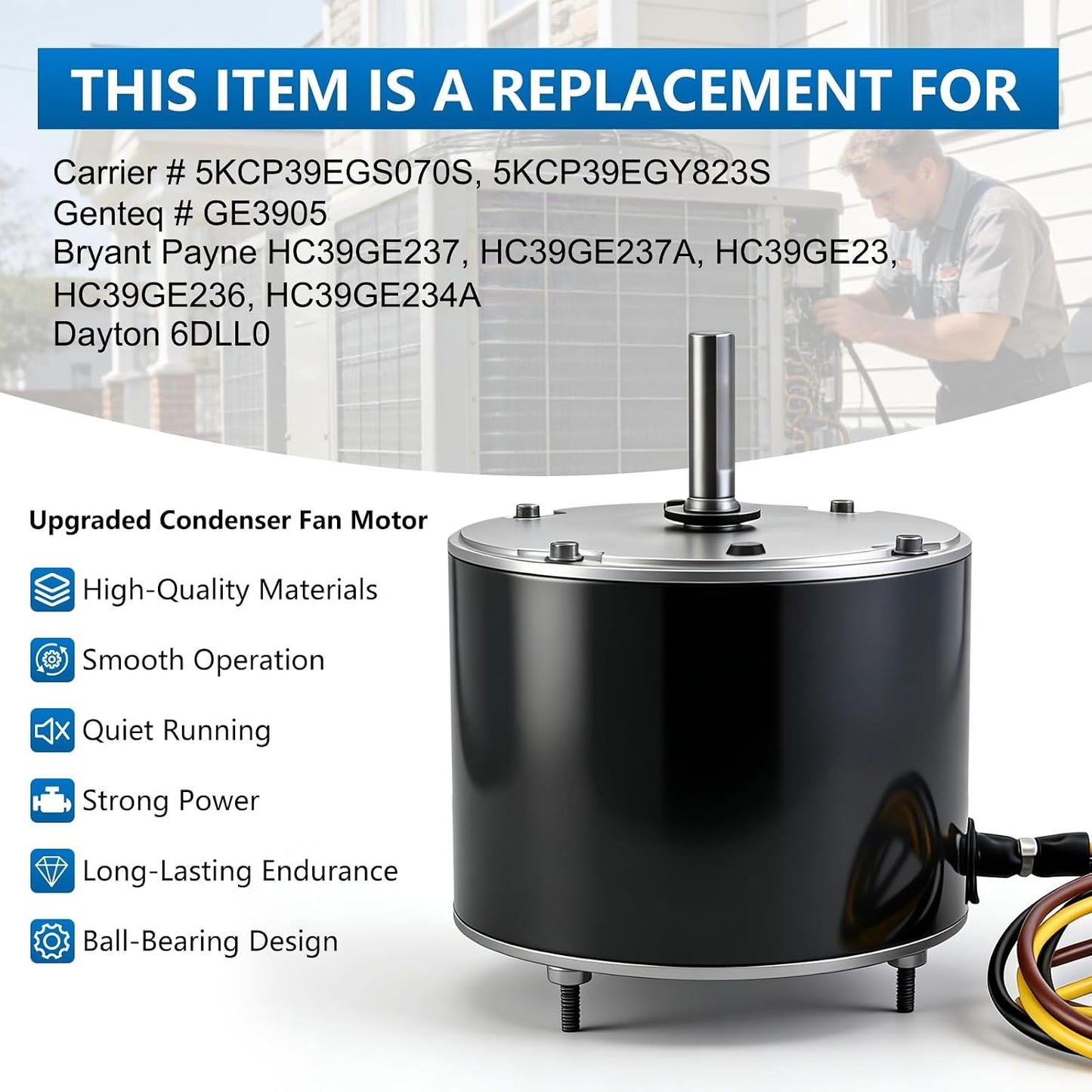 Motor ventilador condensador 1/4 HP 208-230V comp G3905