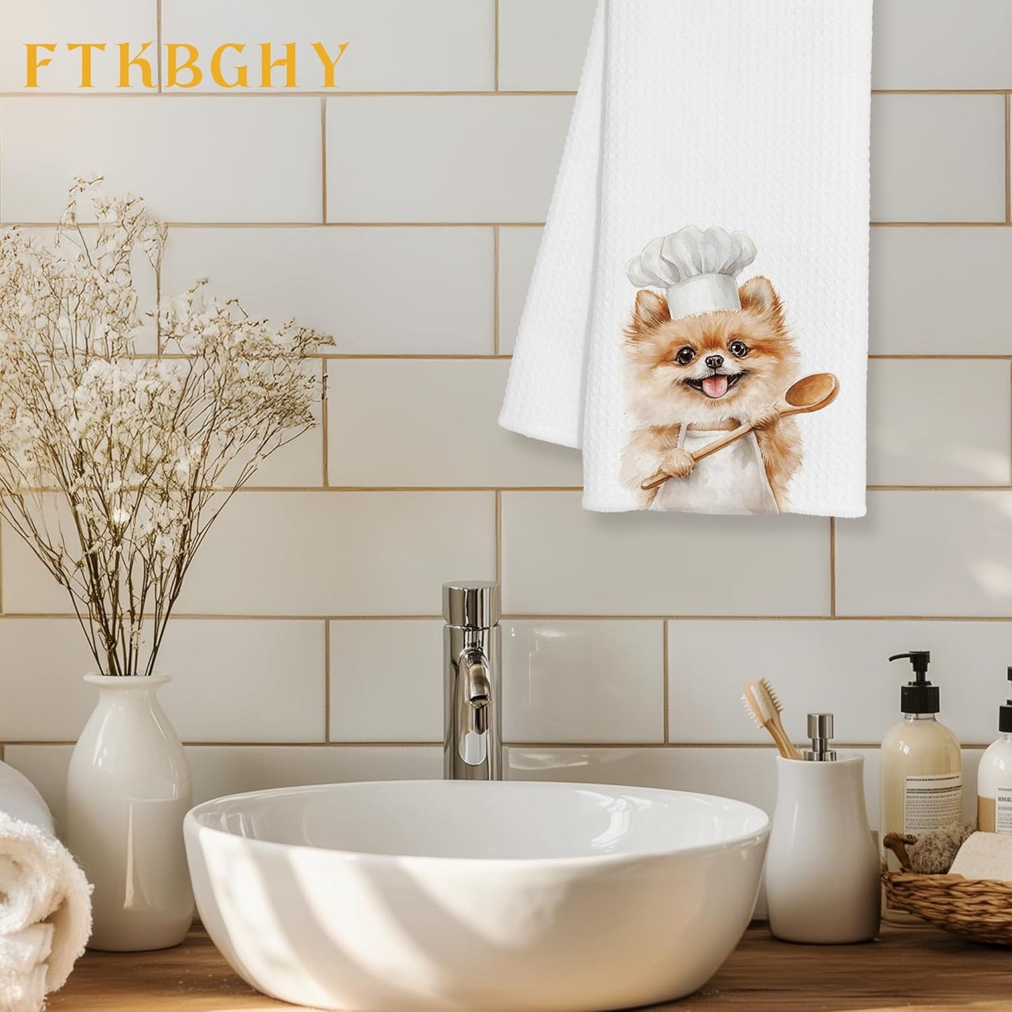 Toallas de cocina de chef Pomerania colores divertidos regalo para amantes de perros