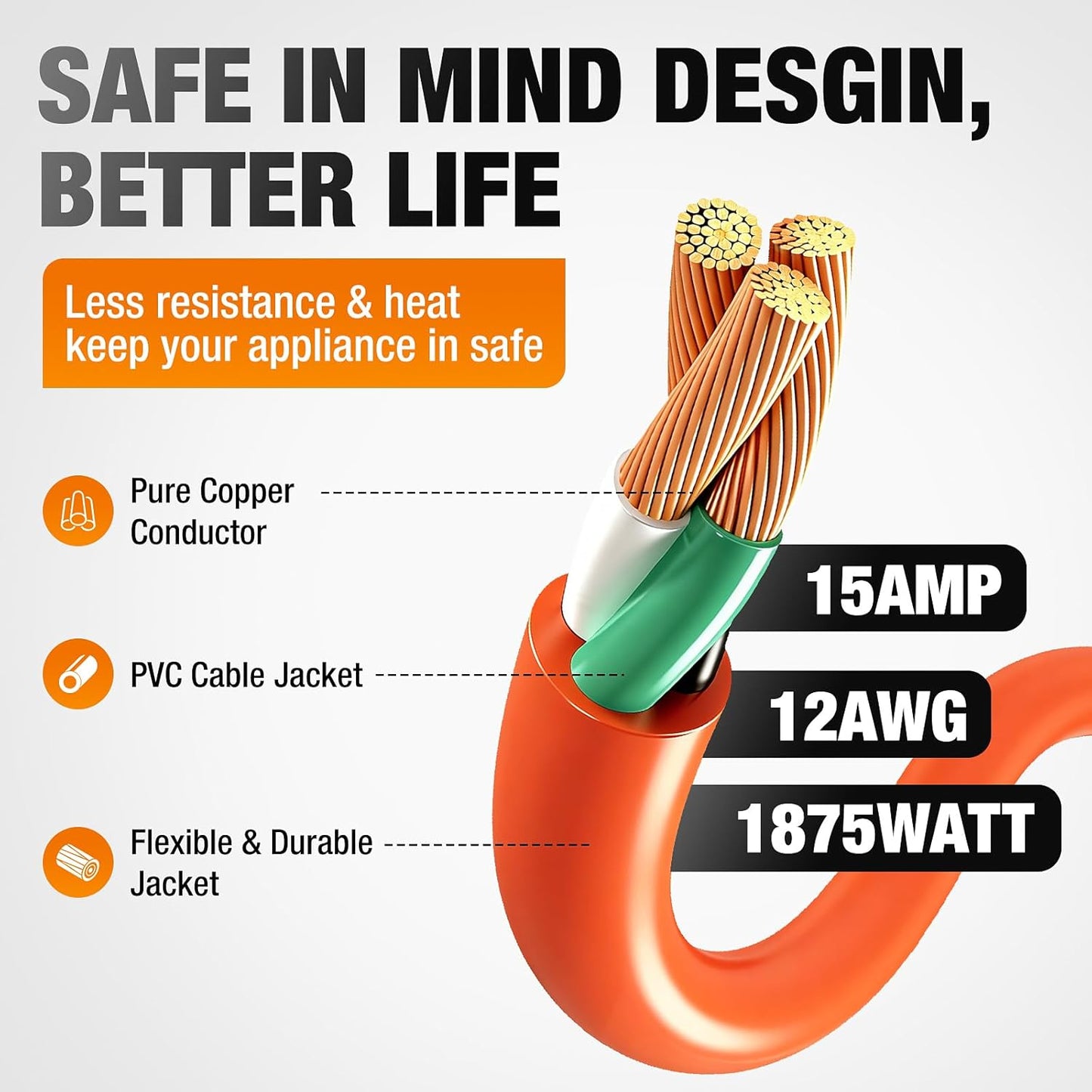 Cable extensión exterior 6ft 12/3 con indicador