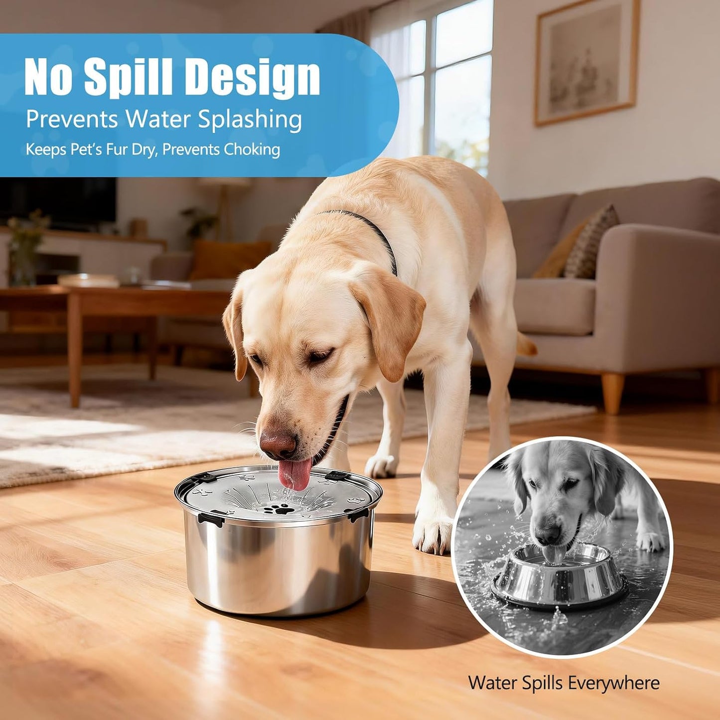 Cuenco agua perros grandes acero inox antideslizante