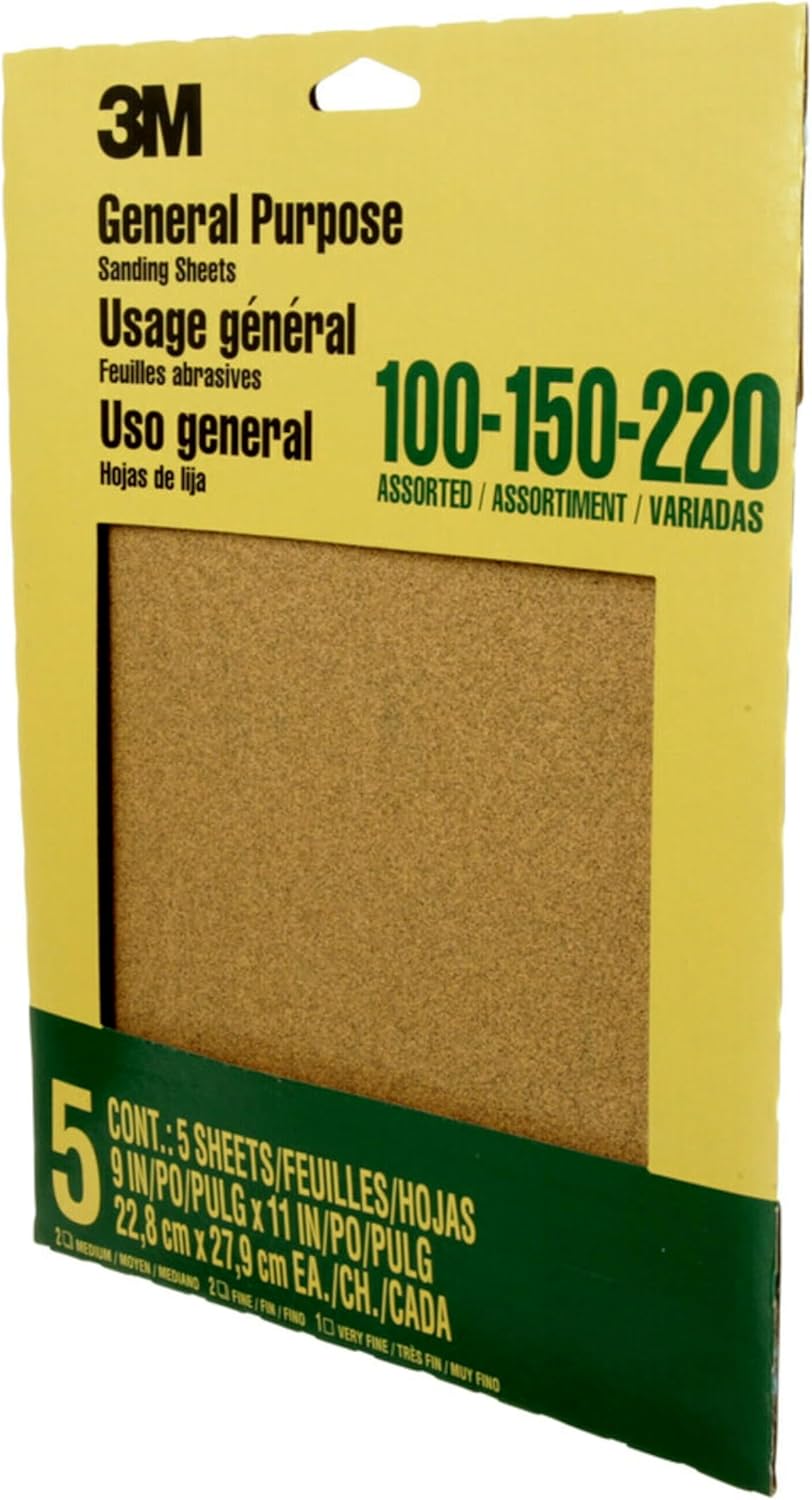 Papel lija óxido aluminio grano 100-220 9x11pulg multiusos