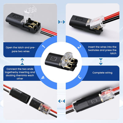 Conector enchufable doble cable 2 pines para luces LED