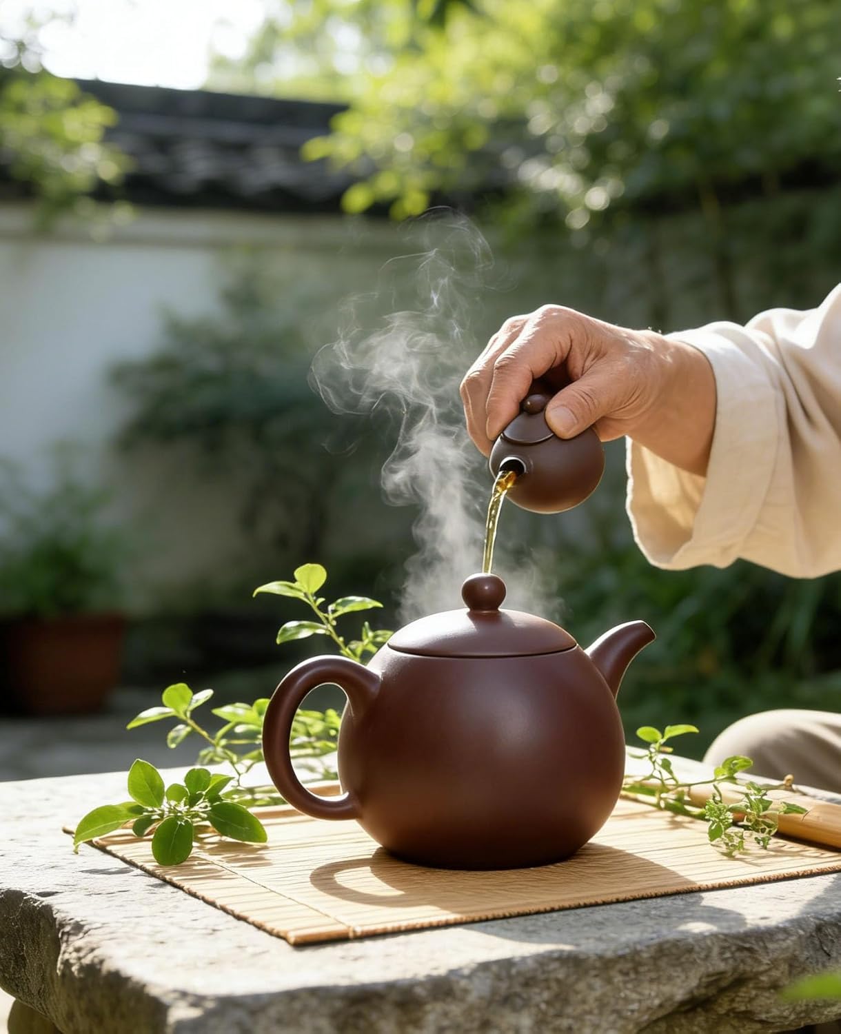 Tetera de arcilla Zhuni roja con infusor para té suelto