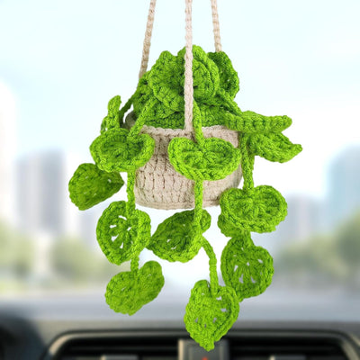 Cesta colgante para espejo coche poliéster verde