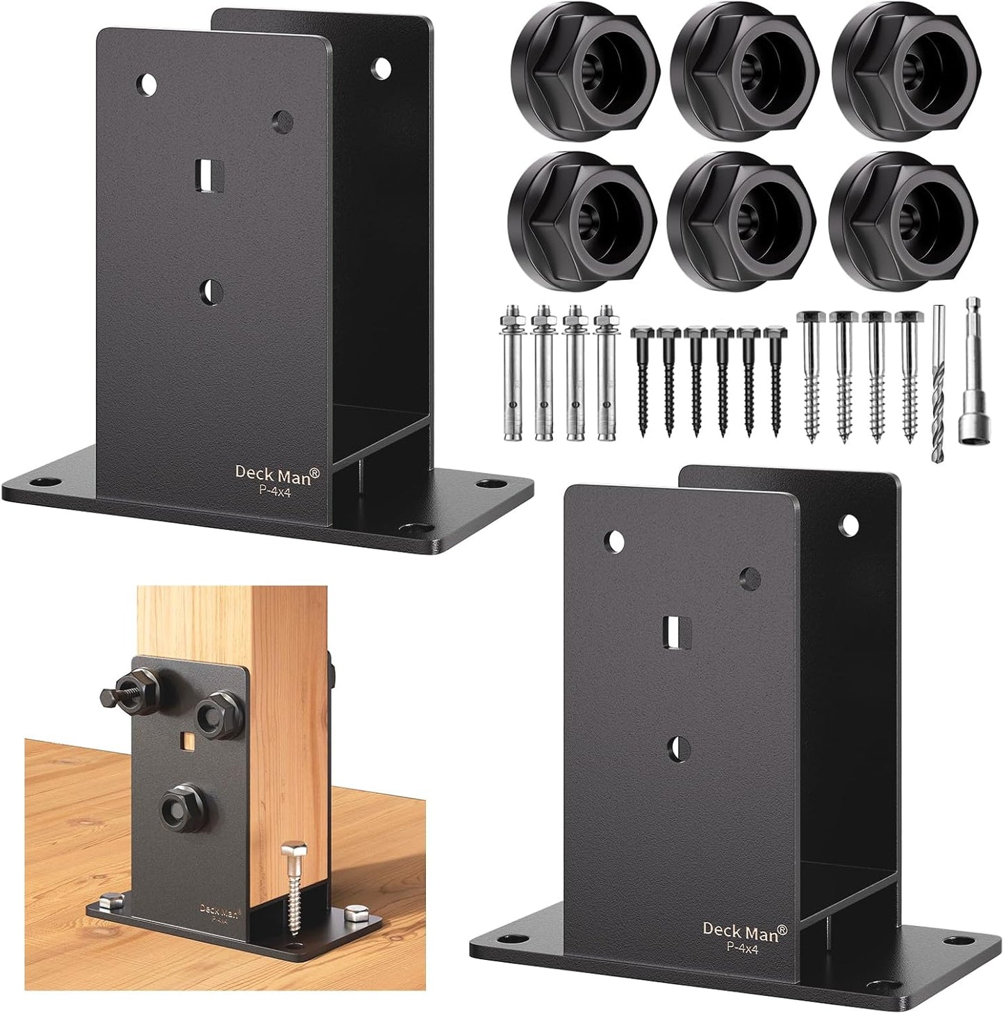 Base poste acero inox con canal aire anclaje 2x4