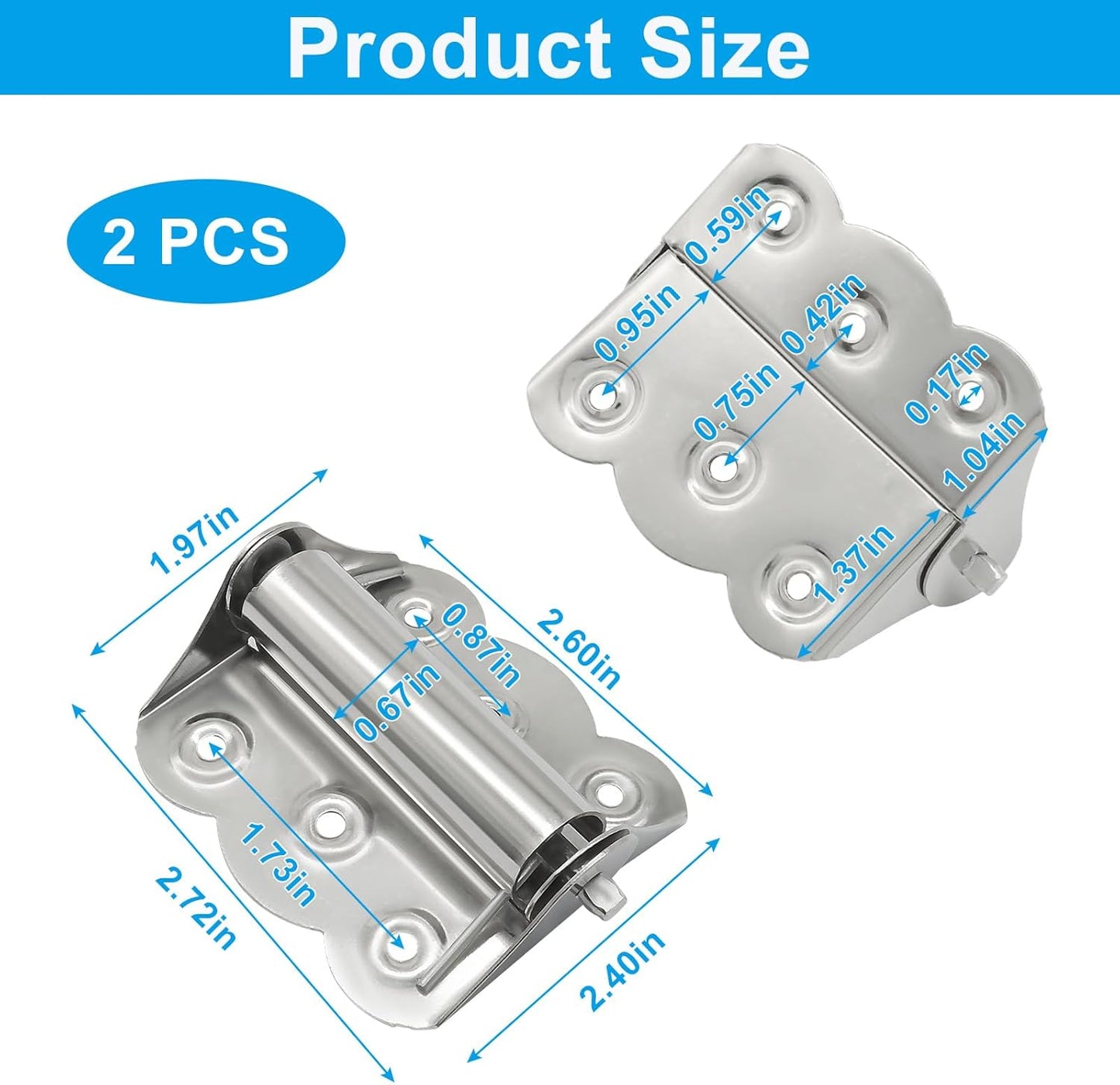 Bisagras acero inox 2.7x2.4pulg plateadas cierre auto puerta mosquitera