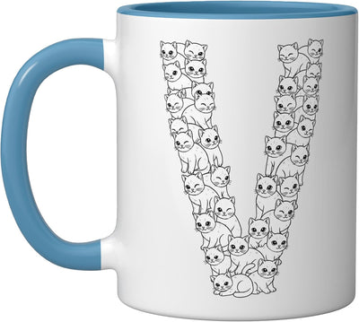 Taza Cerámica Gato Amante Gatos Azul/Blanco