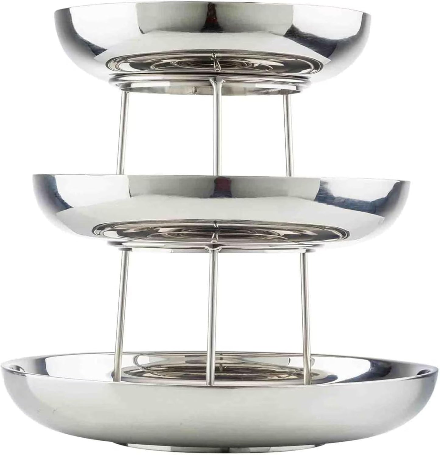 Torre mariscos 3 niveles acero inox doble pared 10x12x14pulg