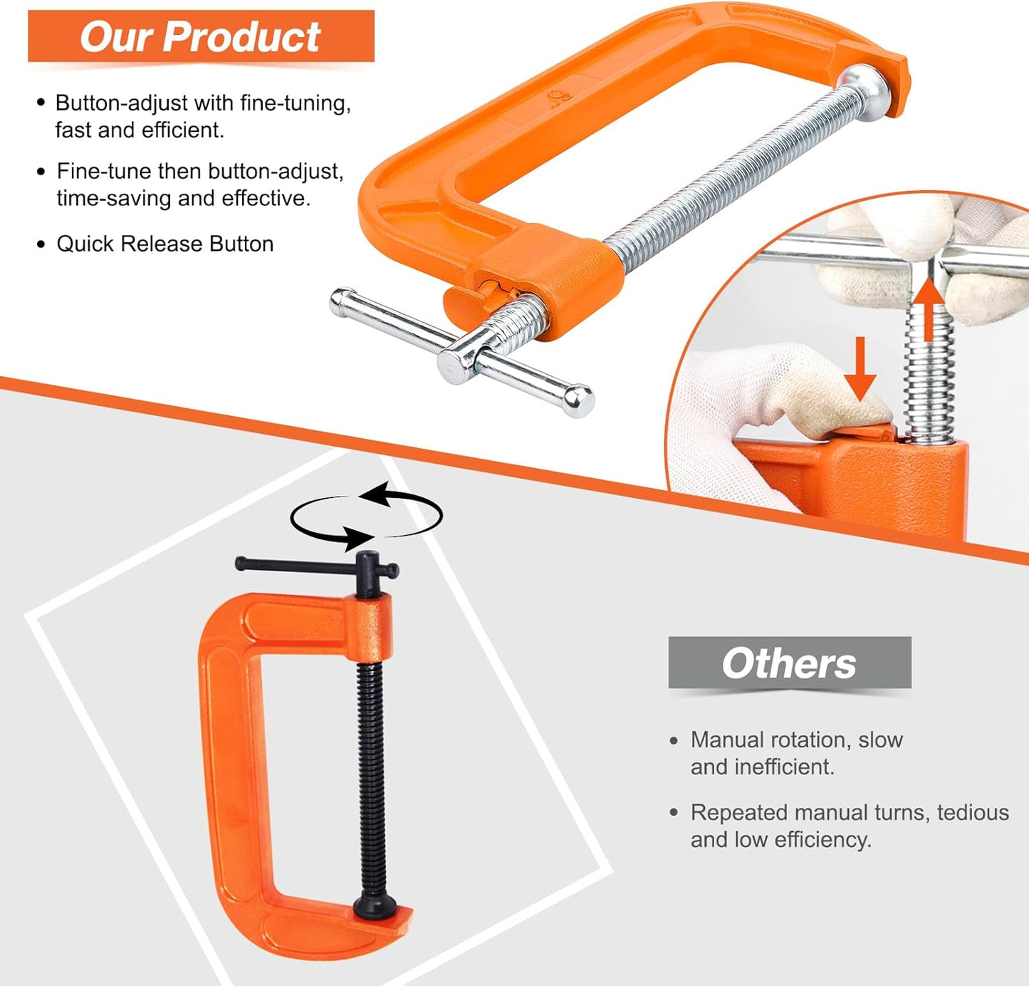 Abrazadera C 6pulg botón resistente 700kgf carpintería