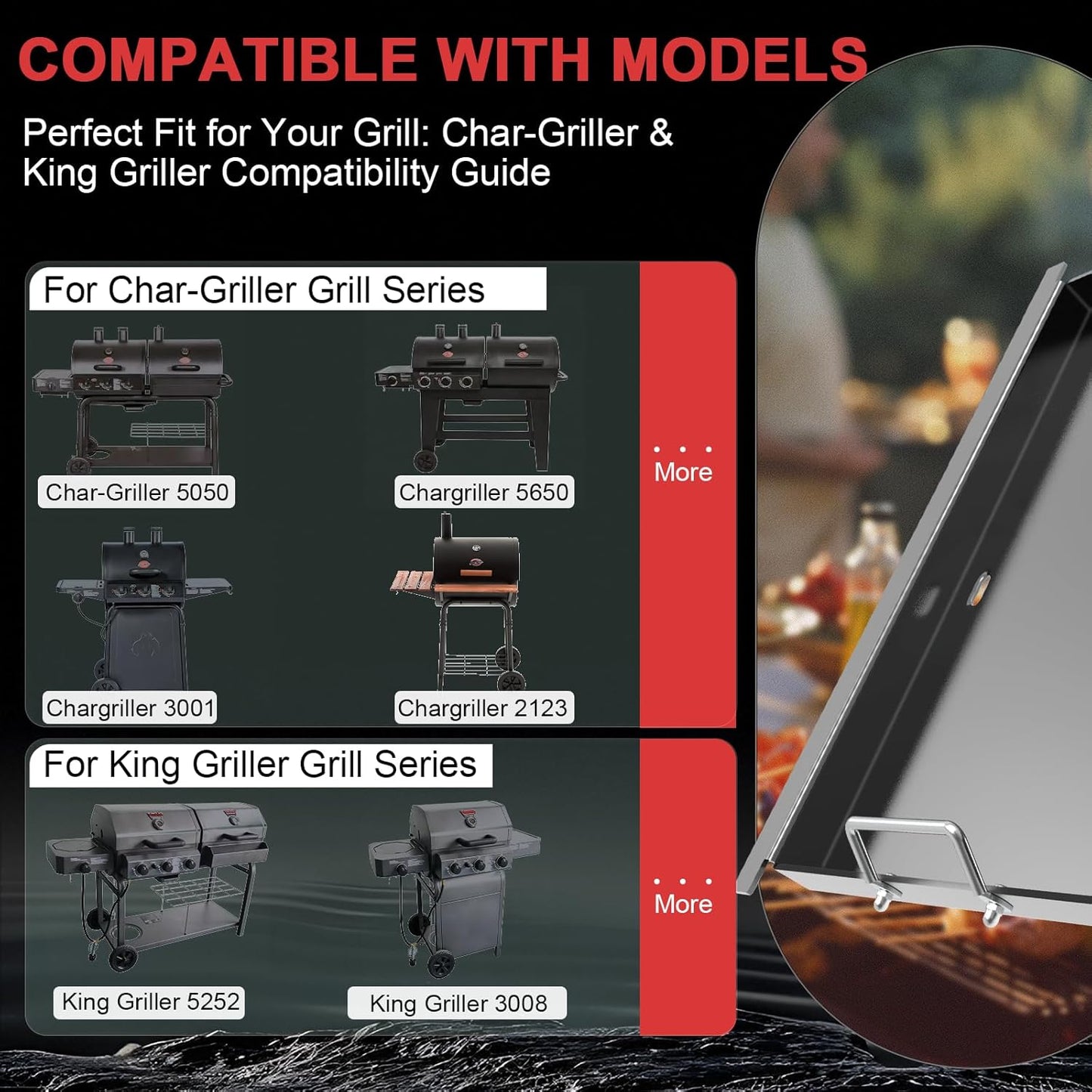 Placa acero carbono para Char-Griller y King Griller
