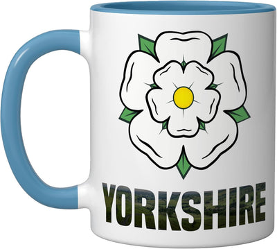 Taza cerámica con símbolo de Inglaterra Yorkshire White Rose UK azul/blanco