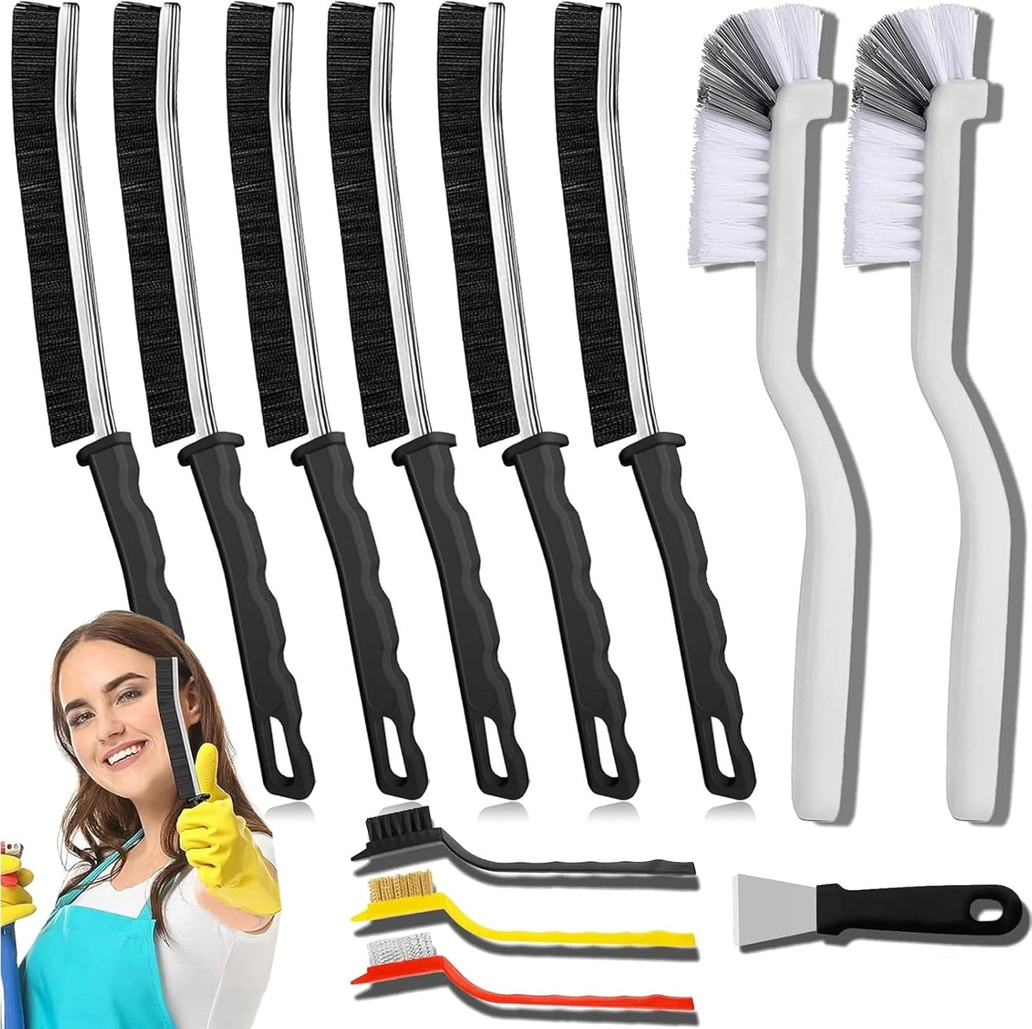 6 Cepillos Limpieza Hendiduras Cerdas Duras Cocina Baño