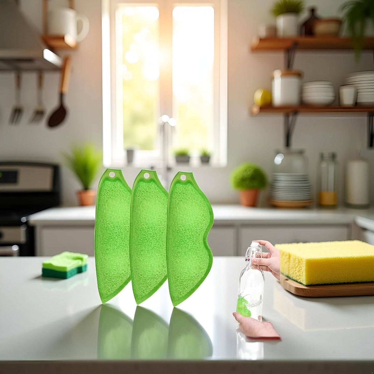 Juego 3 Esponjas Frijol Botellas Resistentes Calor