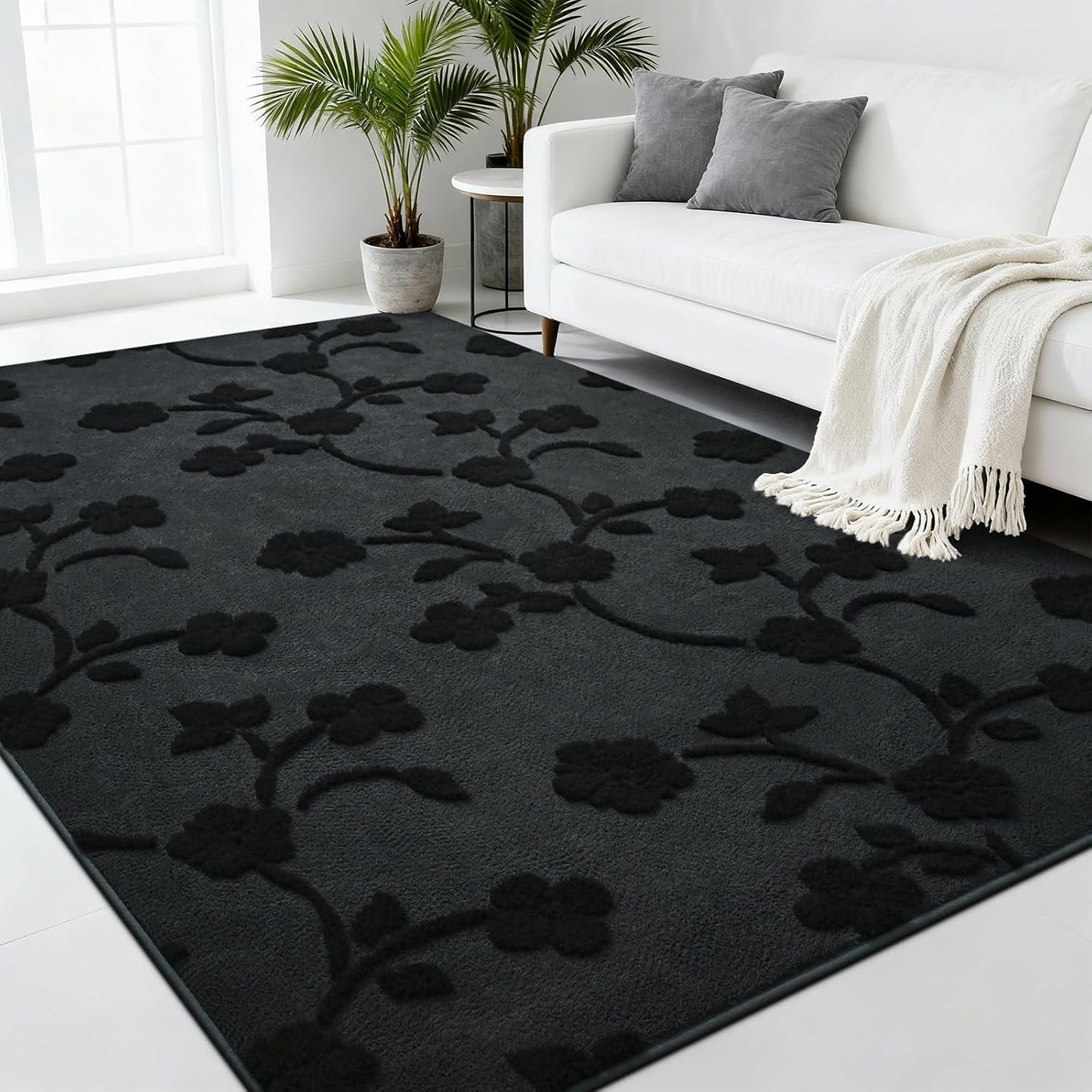 Alfombra 4x6ft memoria espuma gris oscuro dormitorio moderna