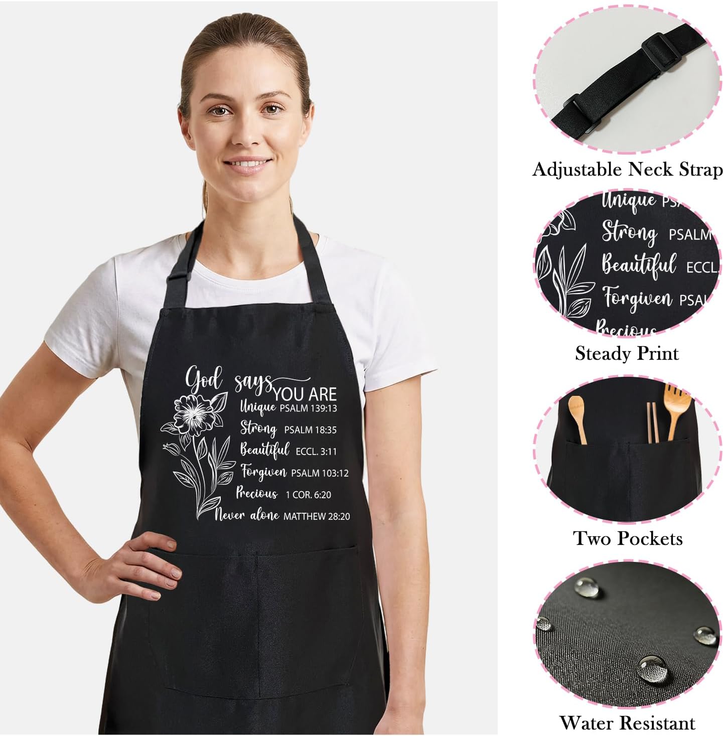 Delantal Chef Negro Ajustable con Bolsillos