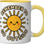 Taza de cerámica con personaje sol amarillo/blanco