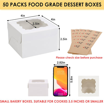 Caja de galletas Moretoes 50uds 4x4x2.5 pulgadas blancas y marrones para dulces