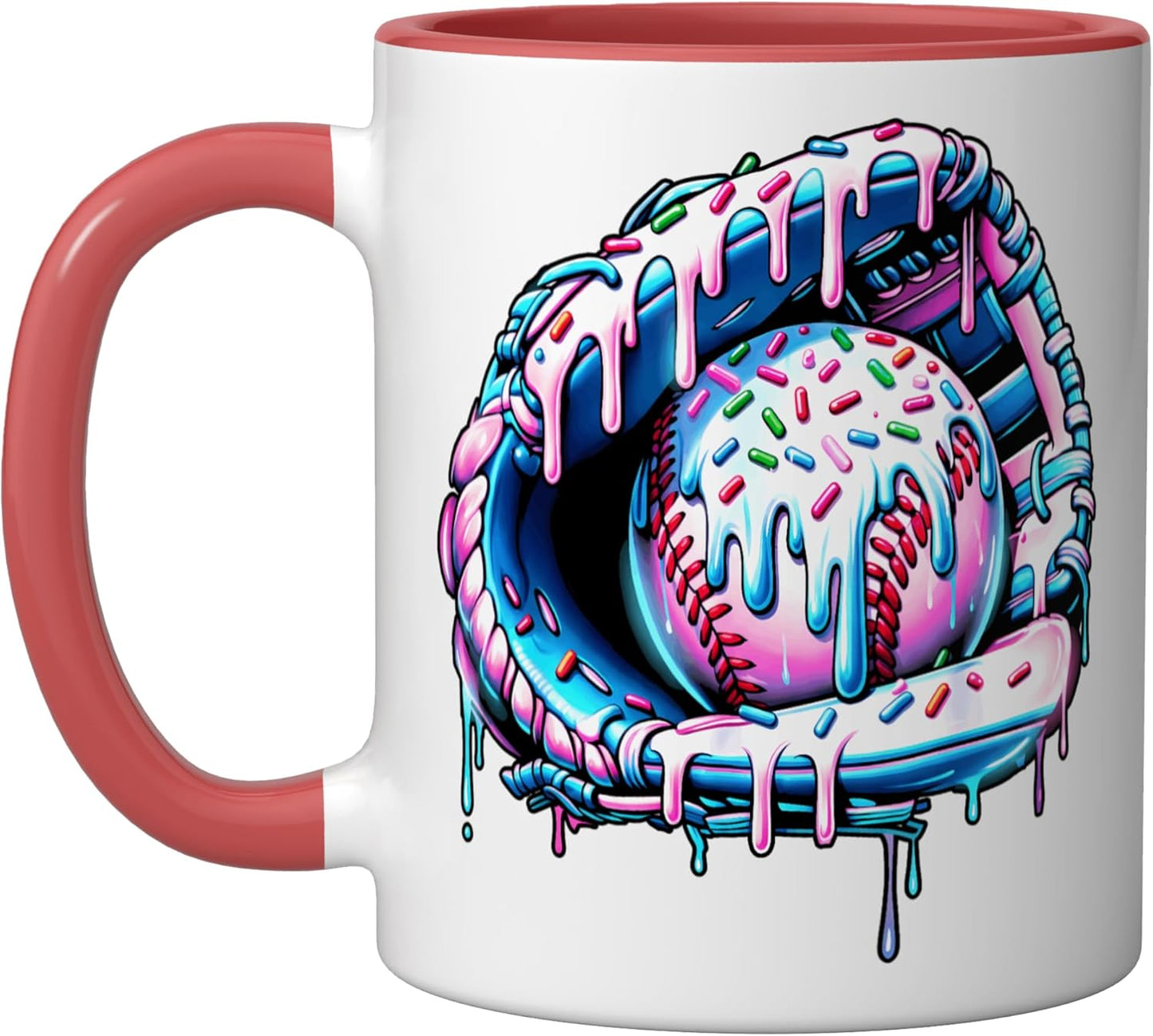 Vaso Cerámica Niño Béisbol Gotas Rojo Blanco