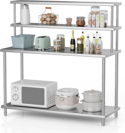 Mesa trabajo acero inox 60x24pulg con estantes ajustables