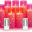 Velas LED parpadeantes con cuerda estrella 7 pzas rosa