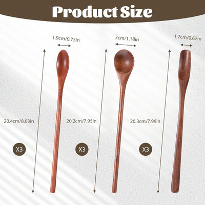 9 Cucharas Madera para Miel Té Café