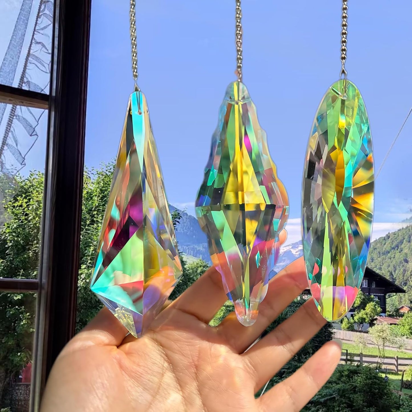 3 Prismas Cristal 5pulg Colgantes Ventana Decoración