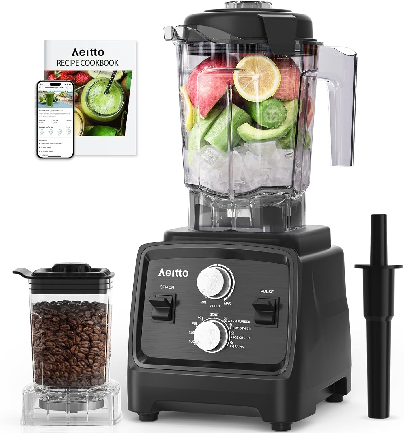 Licuadora 1800 W 68 oz 2 en 1 sin BPA para batidos y hielo