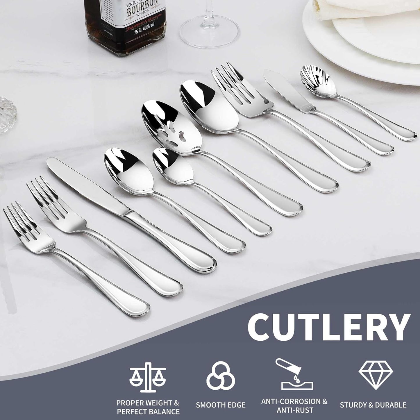 Set 65 Pzas Cubiertos Acero Inox 18/10 para 12