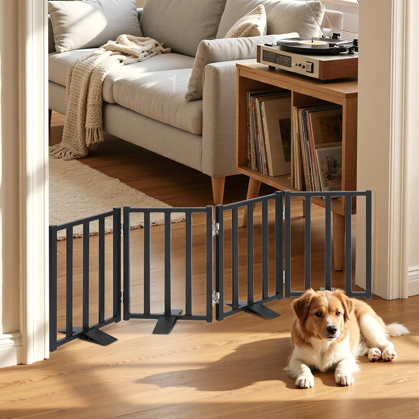 Puerta para perros pequeños de 16.5pulg de alto con patas de apoyo