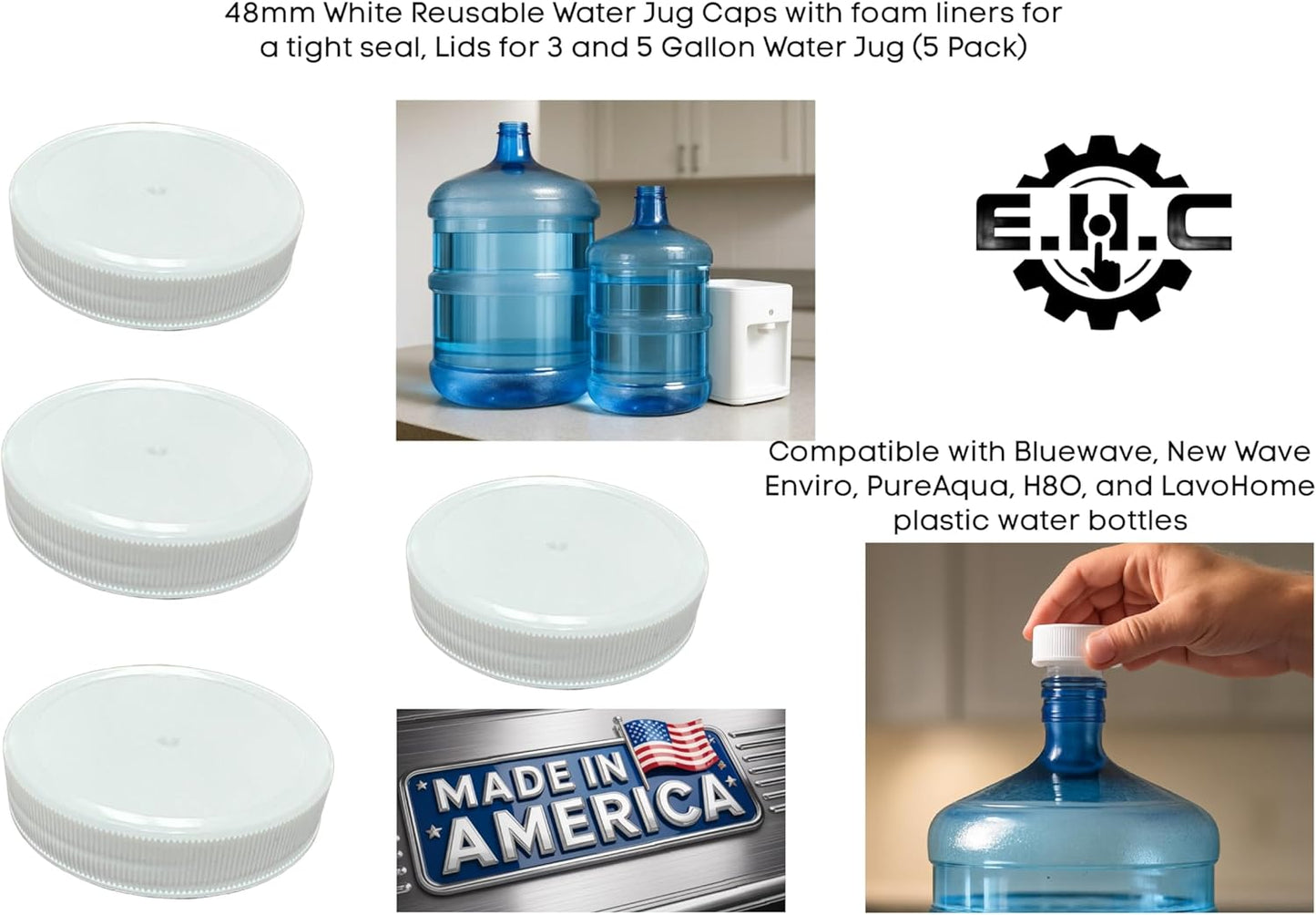 Tapas reutilizables jarra 1.81pulg espuma para 3-5gal comp Bluewave