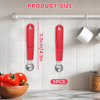 5 Pzas Descorazonador Tomate Fresa Acero Inox Rojo Blanco