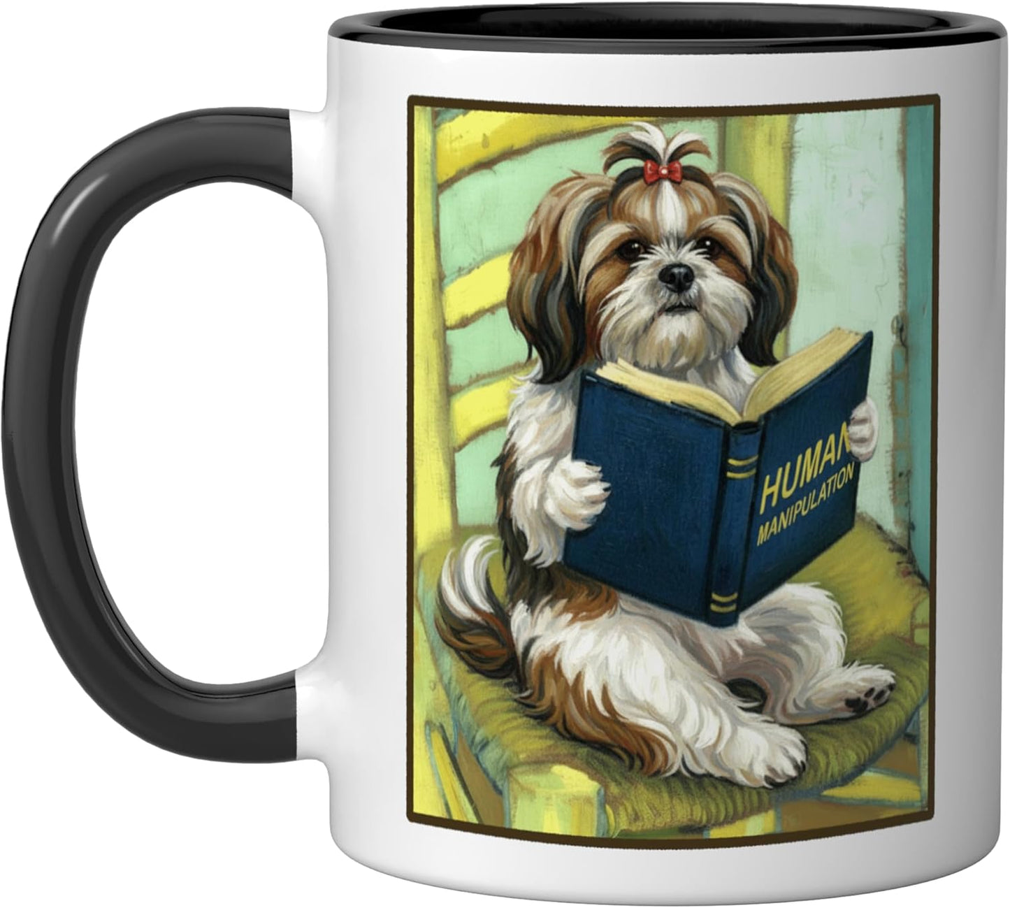 Taza Cerámica Perro Shih Tzu Negro/Blanco