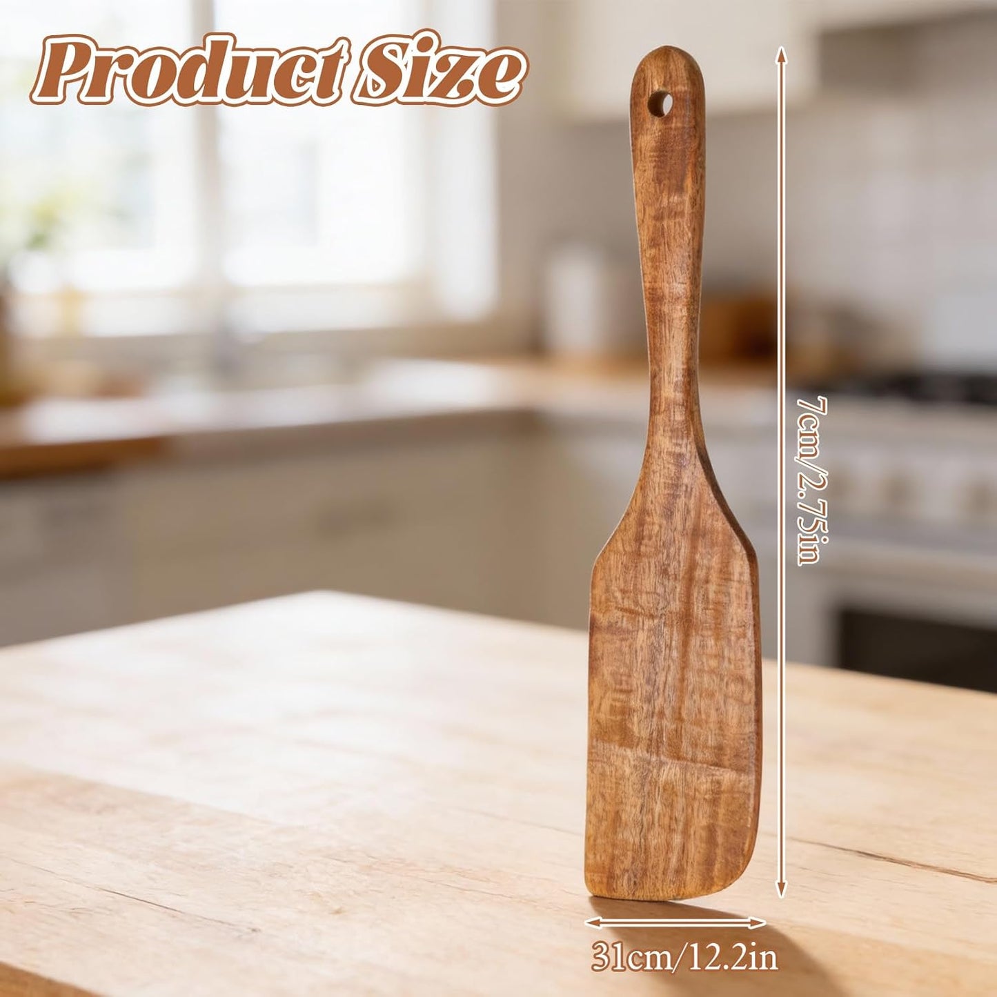 Espátula madera mango largo utensilios wok antiadherente