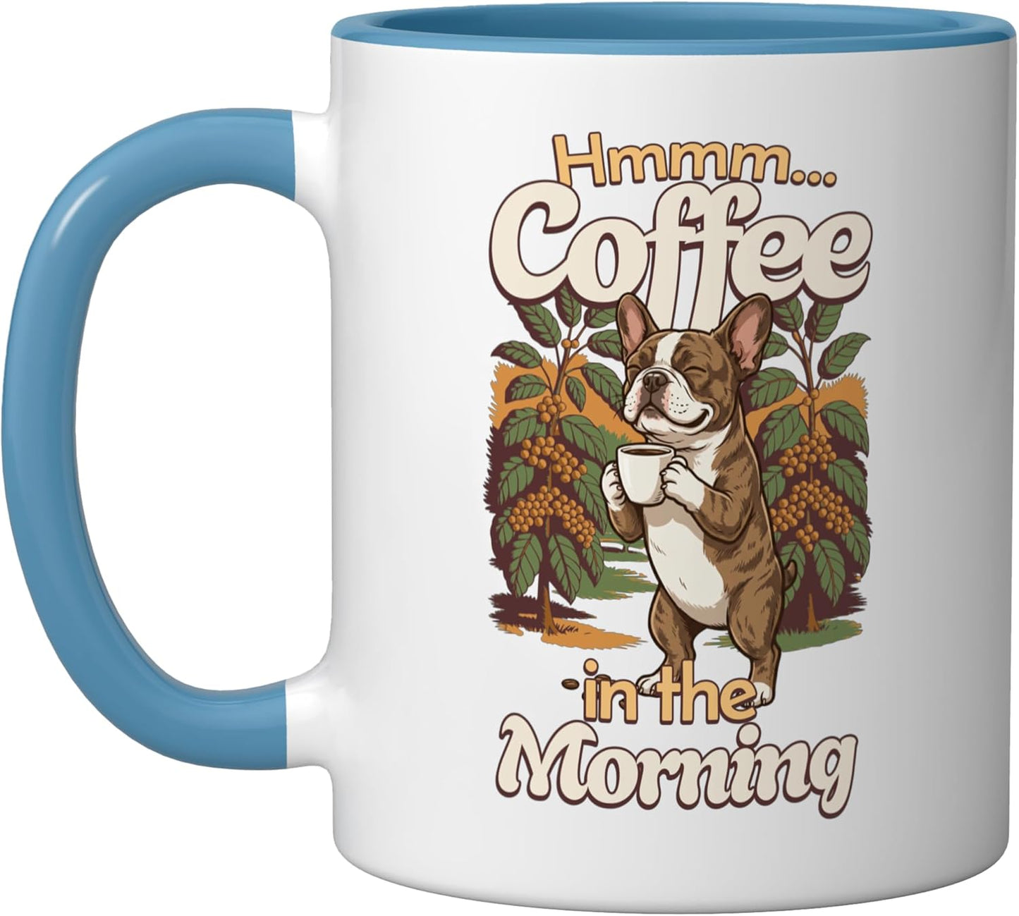 Taza Cerámica Café Perro Francés Azul/Blanco