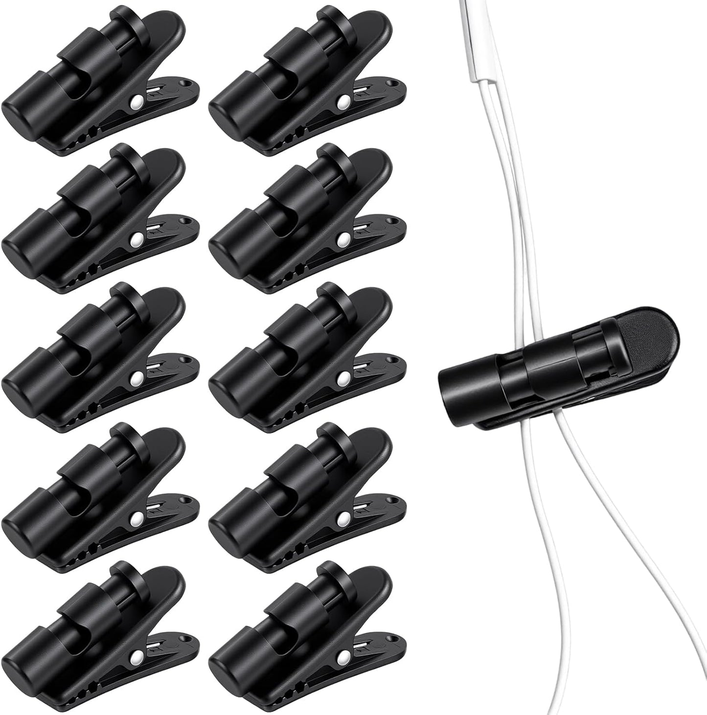 6 Clips Auriculares Alambre Micrófono Negro