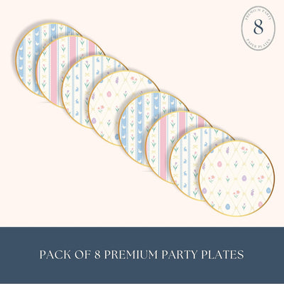 Platos pequeños de papel floral pastel para fiesta de Pascua, paquete de 8
