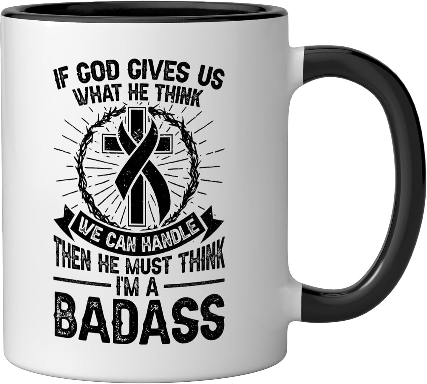 Taza cerámica para recuperación post-ictus negra/blanca