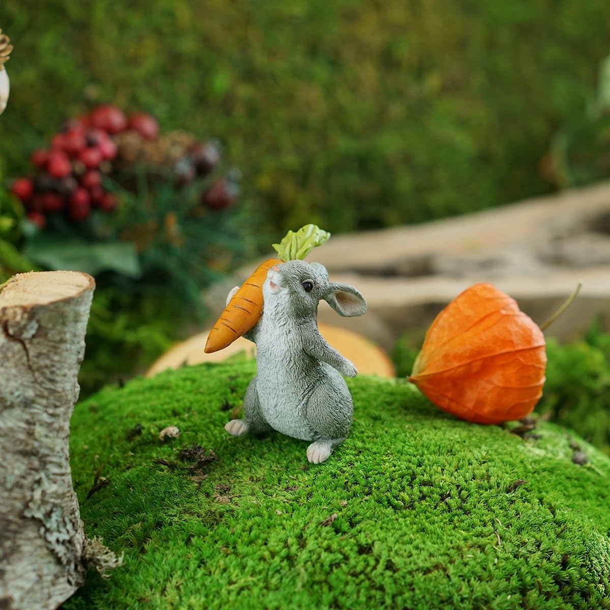Jardín hadas miniatura terrario conejo zanahoria