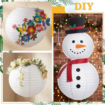Pack 10 Faroles Papel Blanco Colgantes 14pulg Decoración Bodas