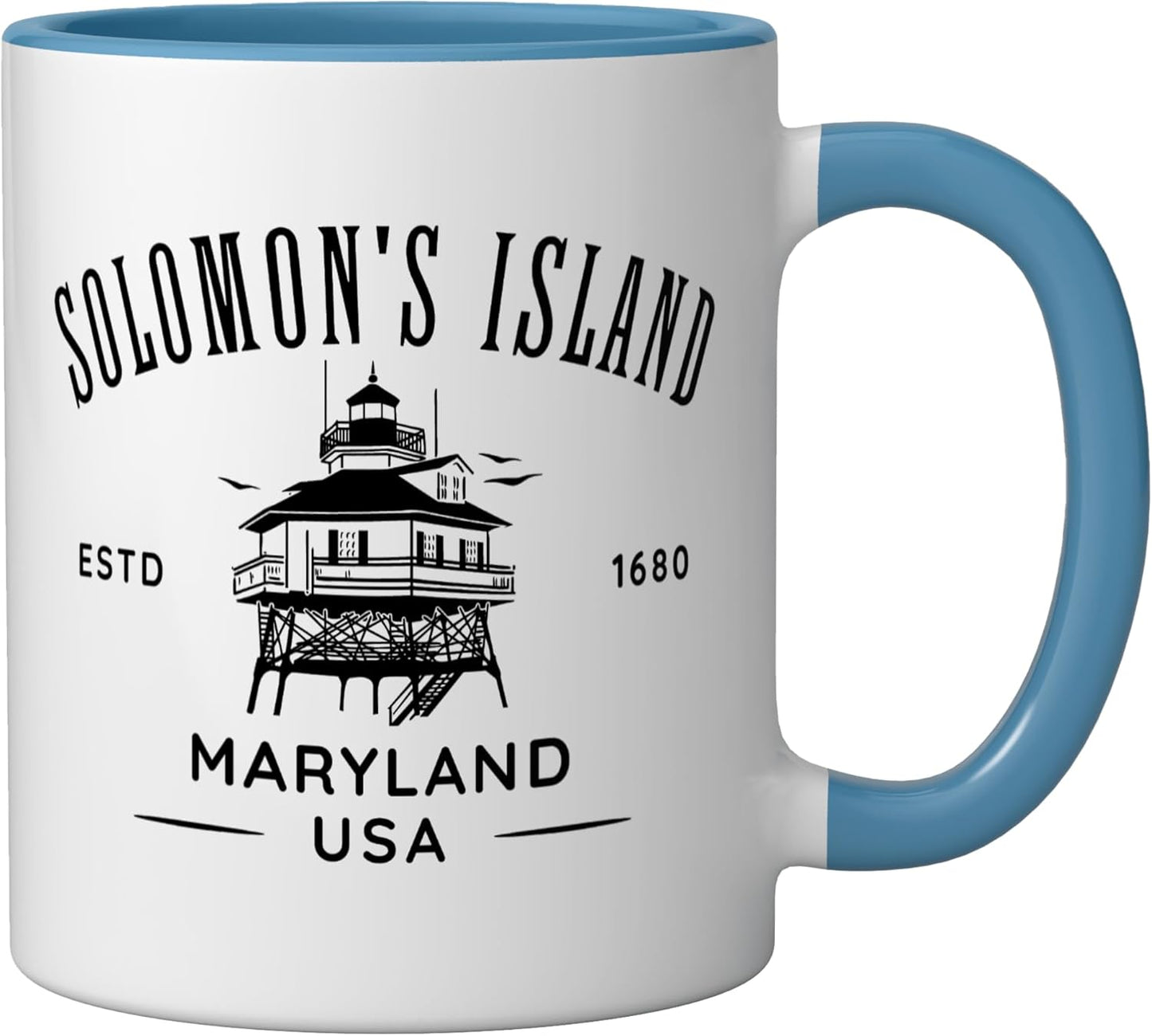 Taza cerámica diseño faro Solomons Island Maryland azul/blanco