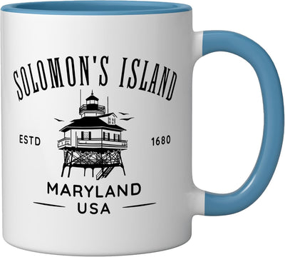 Taza cerámica diseño faro Solomons Island Maryland azul/blanco