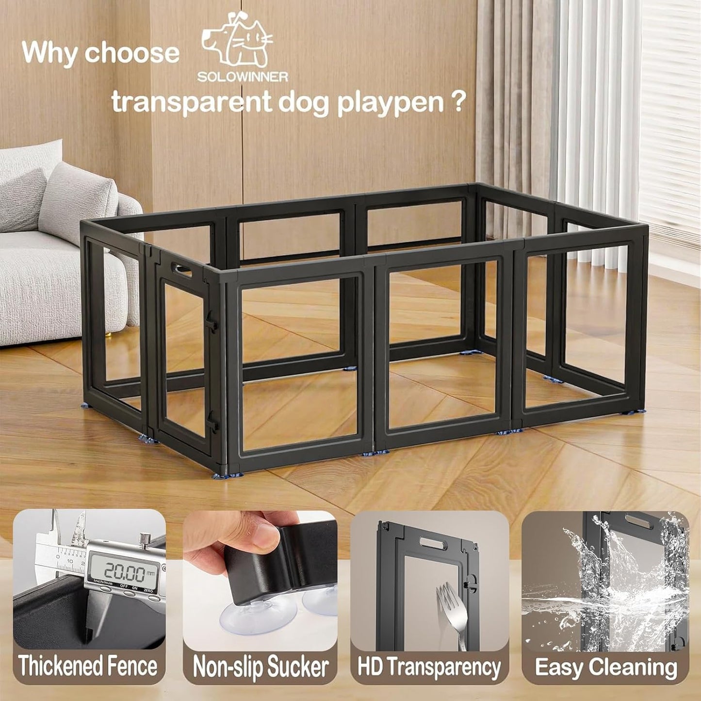 Corral transparente para perros gatos cerdos