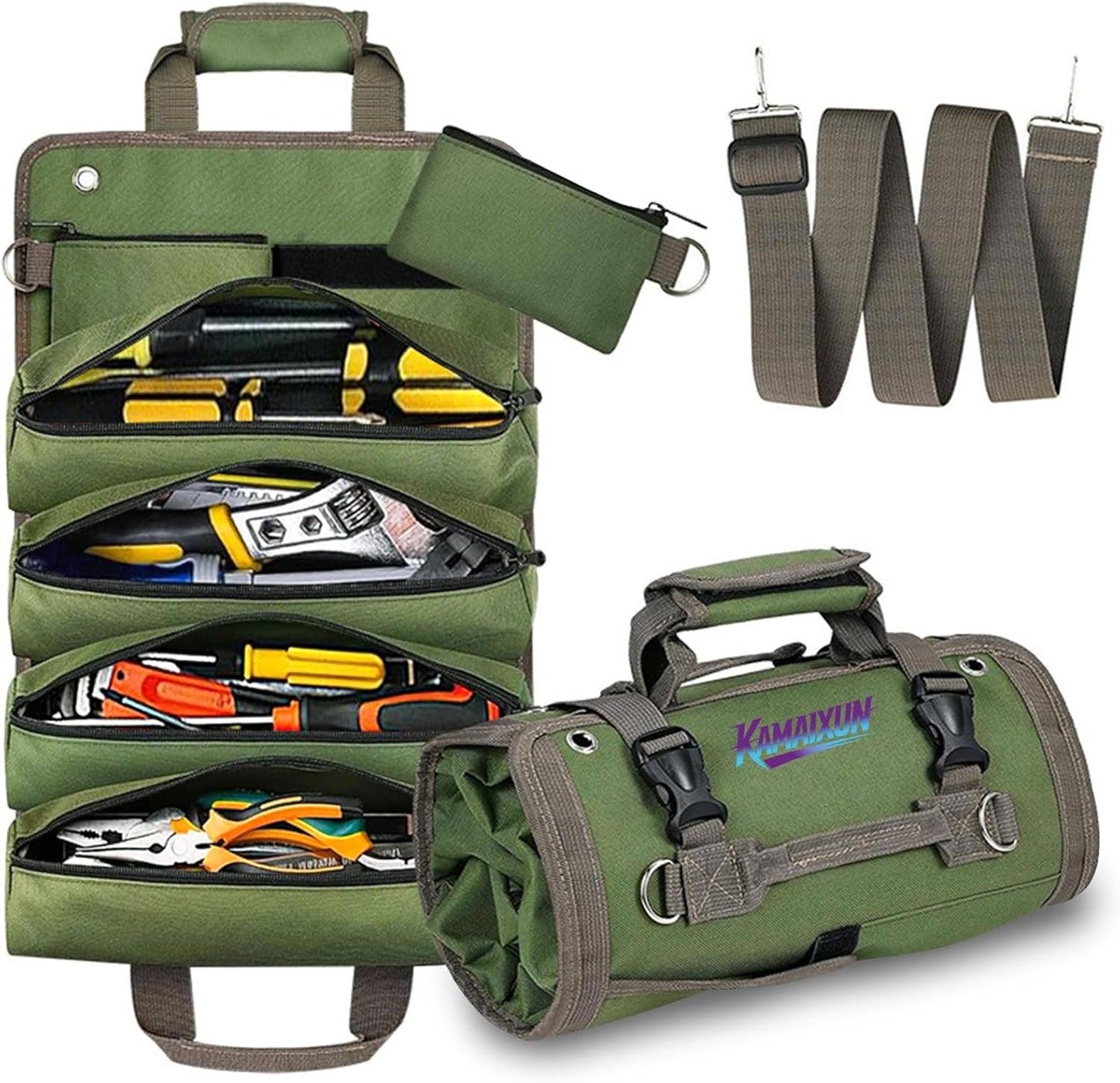 Organiz. bolsas herramientas 4 comp. 2 bolsas desmontables