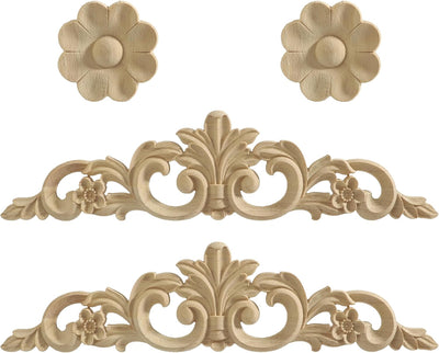 Incrustaciones roseta madera para pared puerta 4 pzas