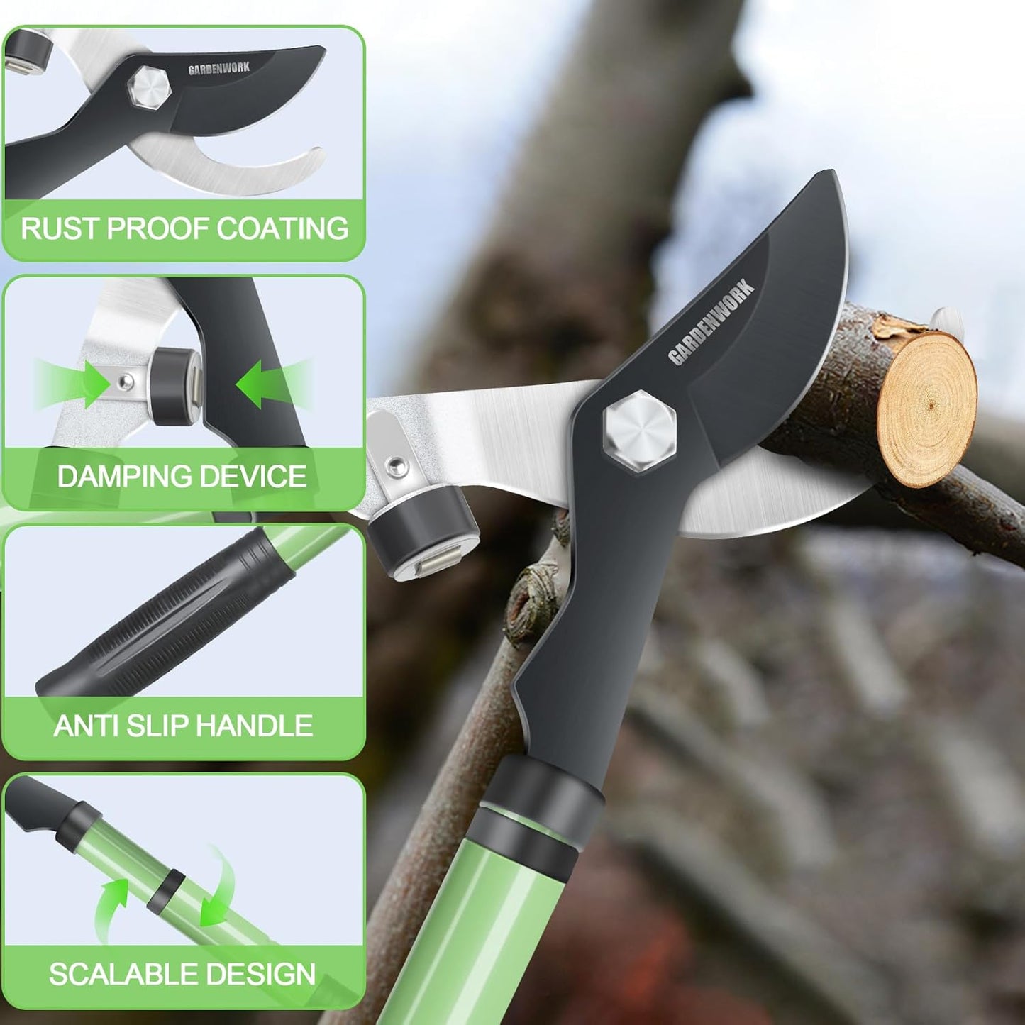 Podadora extensible 16-24pulg acero SK5 corte 1.6pulg