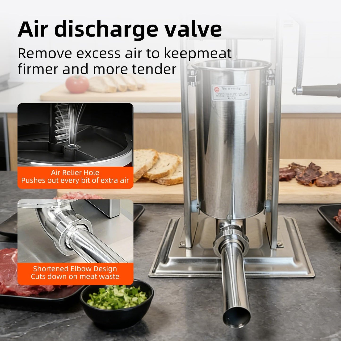 Manual salchichas 11lb/5L 2 velocidades con barril inclinable