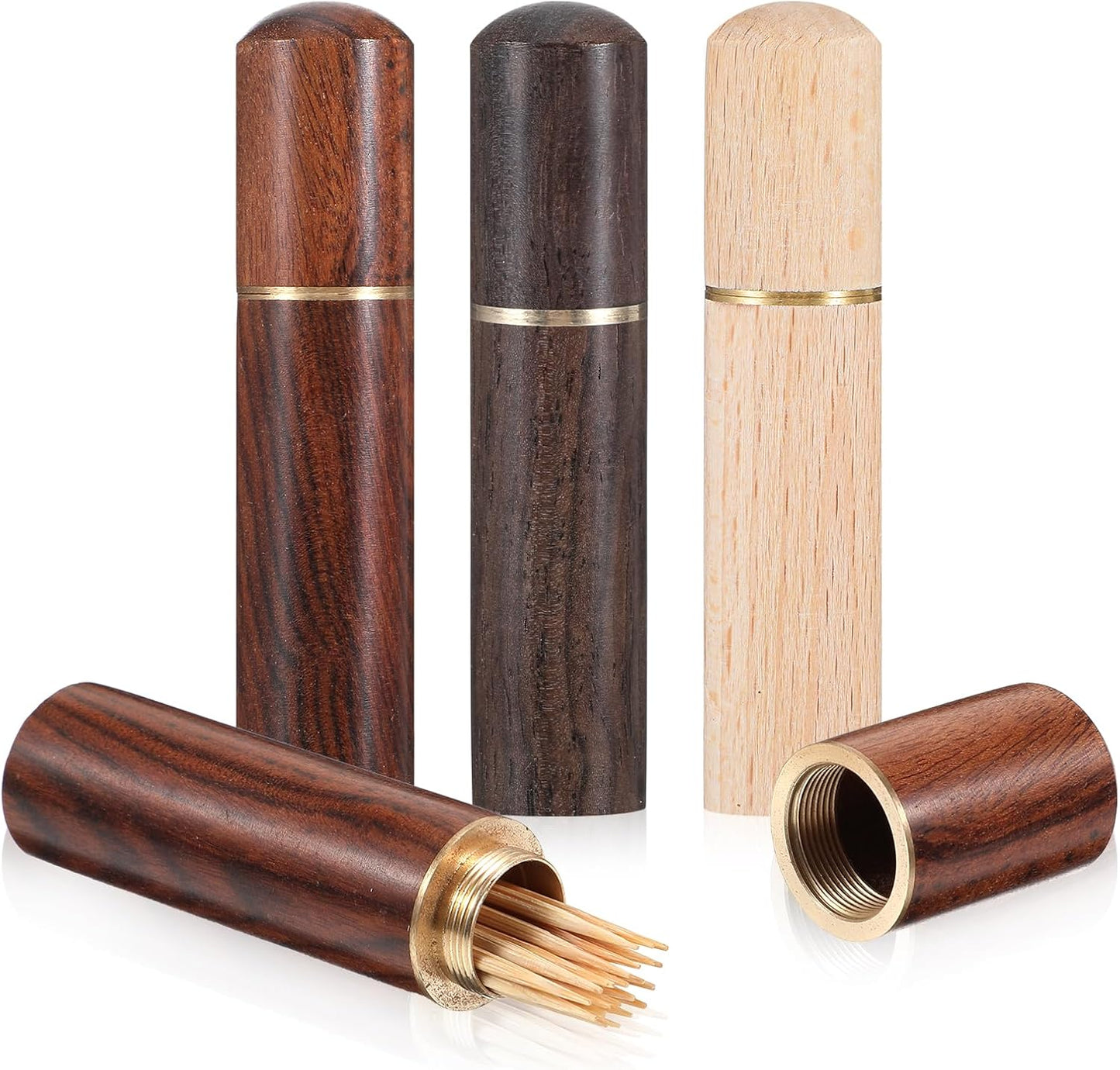 Estuche de madera para palillos de dientes y accesorios de viaje