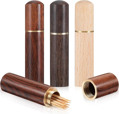 Estuche de madera para palillos de dientes y accesorios de viaje