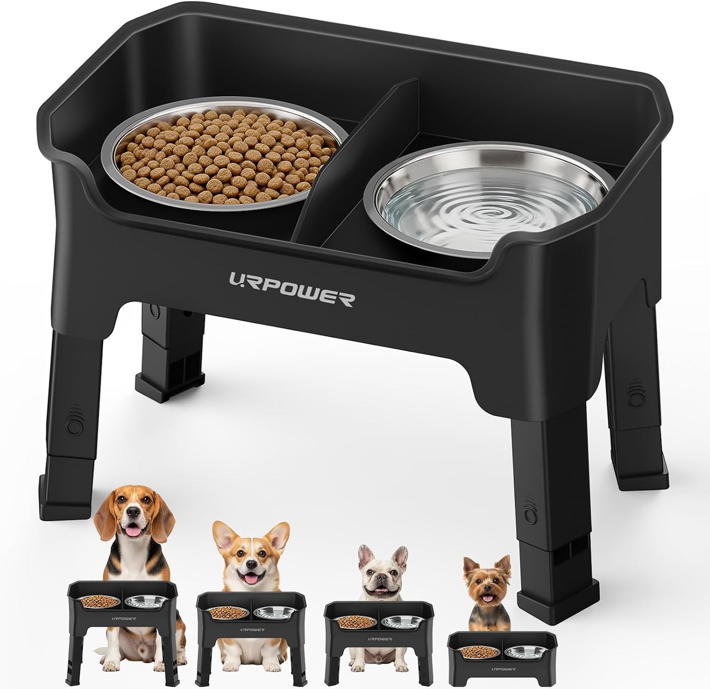 Cuencos elevados perros 4 alturas ajustables acero inox