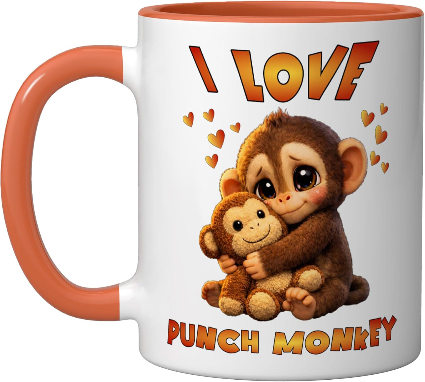 Taza de cerámica Baby Monkey Punch I Love Monkey Punch color naranja/blanco